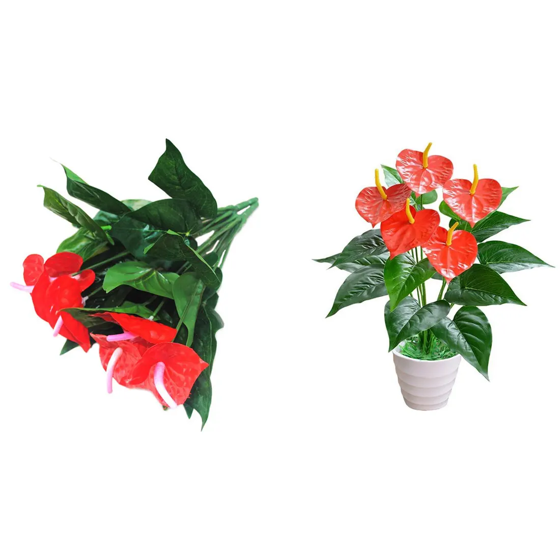 Искусственные зеленые цветы Anthurium искусственные растения для дома балкона офиса