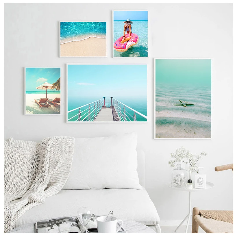 

Beach Palm Tree Bridge Wall Art Canvas Painting Nordic Posters And Prints Wall Pictures For Living Room Scandinavian Home Decor