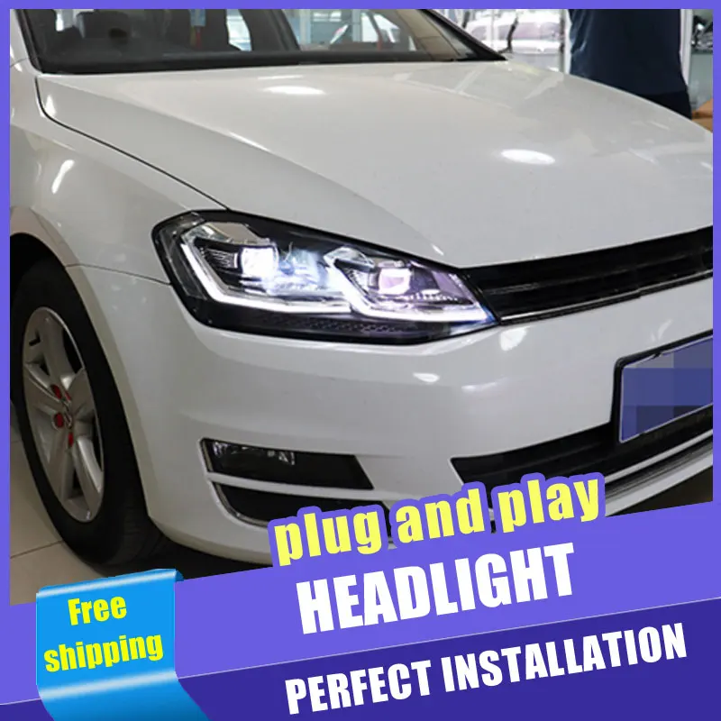 2 шт. автомобильный стиль светодиодный фары для golf 7 2013- для golf 7 Головной фонарь светодиодный DRL Объектив двойной луч H7 HID Xenon bi xenon объектив