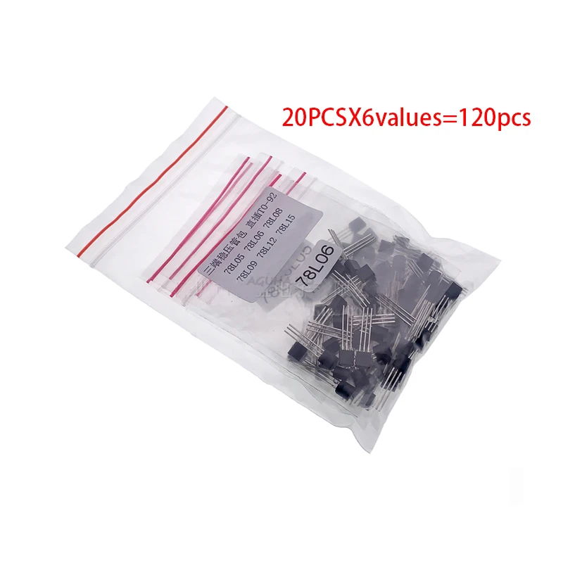 20PCSX6values = 120 шт. 78L05 78L06 78L08 78L09 78L12 78L15 TO 92 TO92 транзистор посылка Ассорти Набор Новый