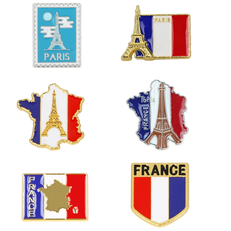 

France National Flag Enamel Pins GR Paris Eiffel Tower La Tour Eiffel Souvenir Badge Brooch Bag Clothes Lapel Pin