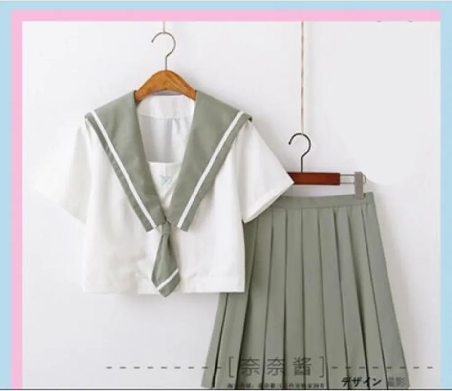 Зеленая школьная форма Jk милый повседневный матросский костюм для девочек