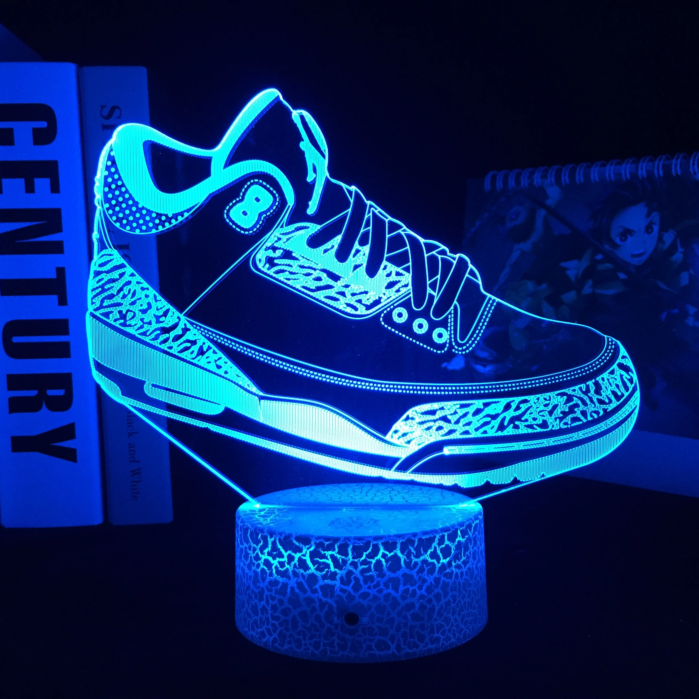 Shoes With Number 8 3D LED Lamp Visual Illusion White Cracked Base Acrylic Light Guide Plate for Couple Festival Birthday Gifts | Лампы и