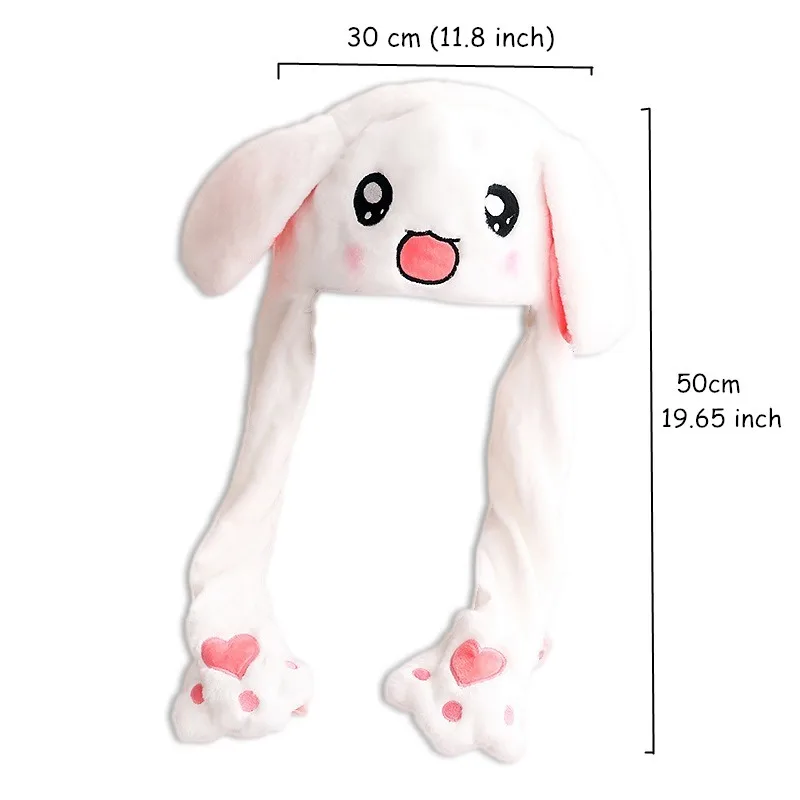 

Girls Animals Ear Moving Jumping Hats Children Women Warm Plush Rabbit Winter Caps Kids Cute Bunny Fuzzy Pinch Airbag Funny Hats