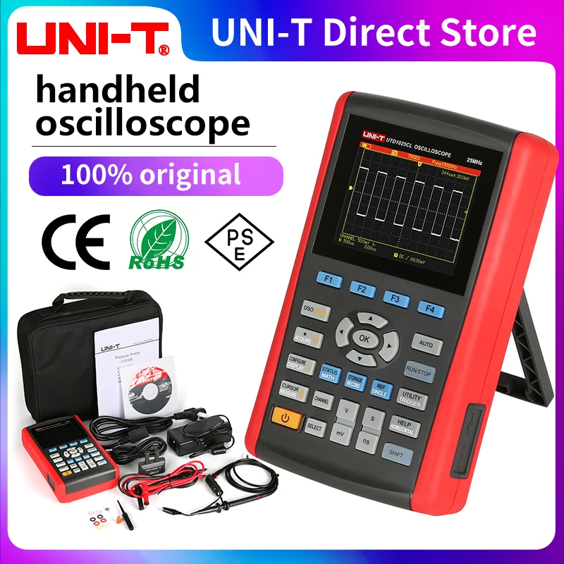 

UNI-T UTD1025CL 3.5" Scopemeter Handheld Digital Color LCD Storage 25MHz Mini USB Oscilloscopes 1CH 25MHZ Scope meter