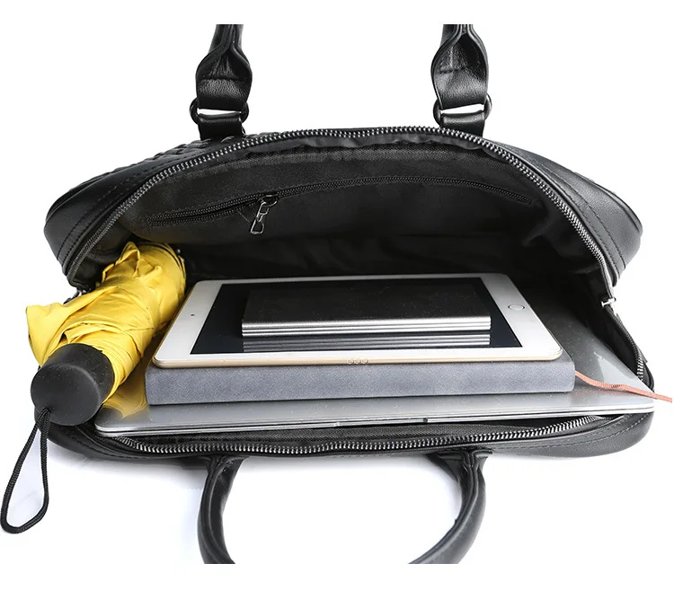 

Italian Hand Knitting Leather Men Briefcase 14" Laptop Bag