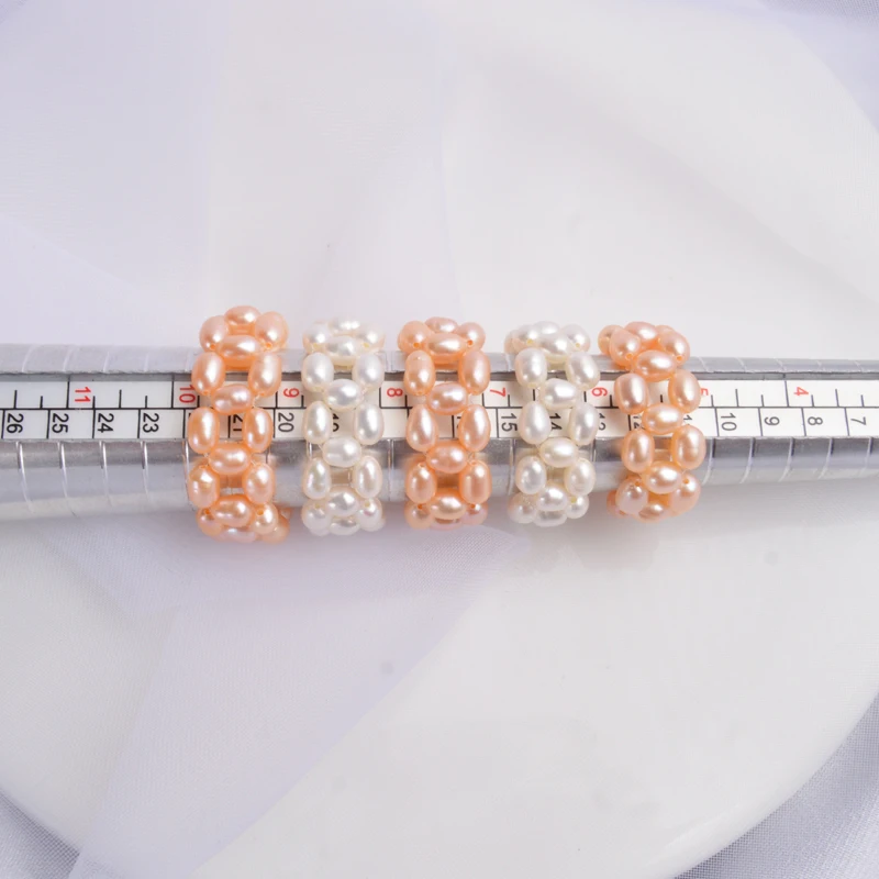 Женские плетеные кольца с натуральным пресноводным жемчугом ASHIQI модные