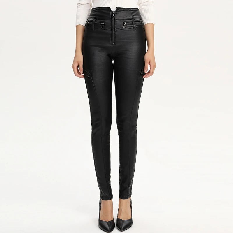 Женские эластичные брюки из искусственной кожи мотоциклетные готические