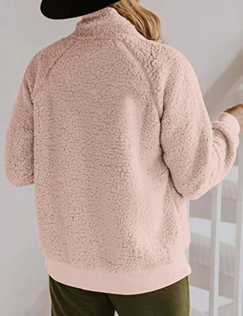 2021 Plush Coat Thick Fluffy Pocket Cardigan Woman Jacket Women's Solid Single-breasted Lamb Fur Coat Casual Loose Furry Jacket