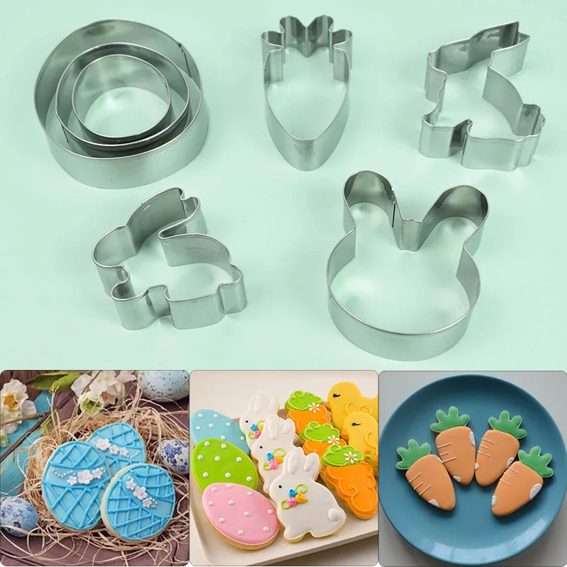 

1pc Easter Rabbir Eggs Carrot Cookie Stainless Steel Mold Easter Kitchenware Cookie Cutter DIY Baking Decor Pastry Model Tools