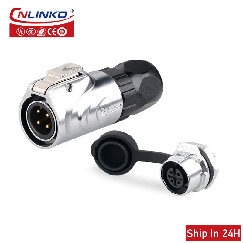 

Cnlinko LP12 Metal 4pin M12 IP67 Waterproof Industrial Plug Socket Electrical 5A Wiring Cable Adapter Circuit Power Connector