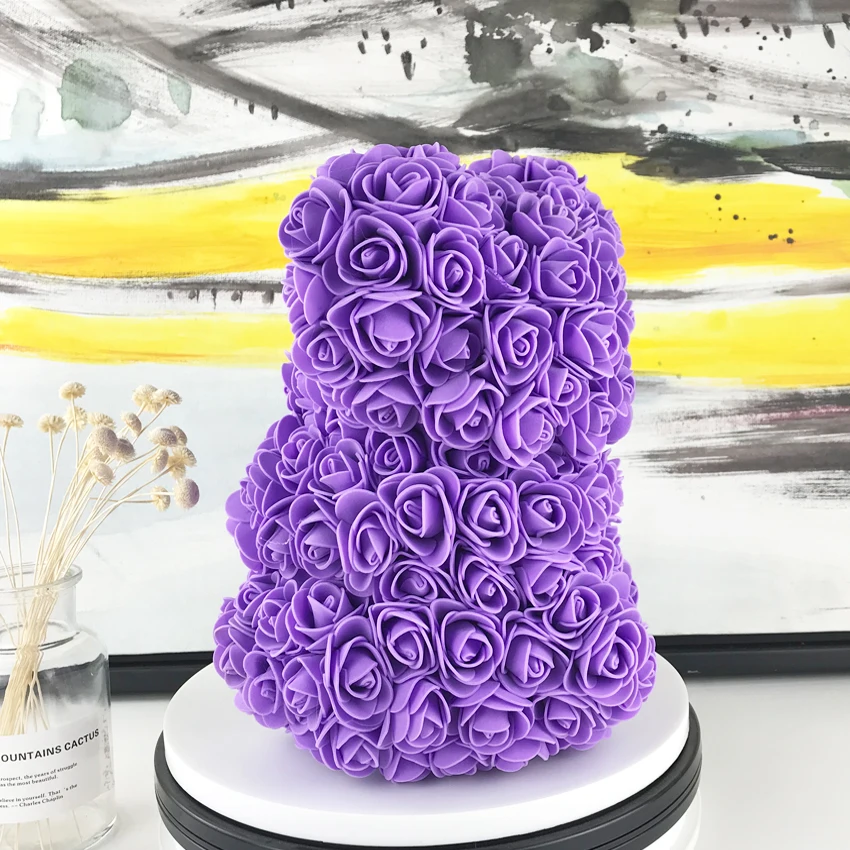 Милый медвежонок 25 см Искусственный цветок розы PE розовый медведь отправить мать