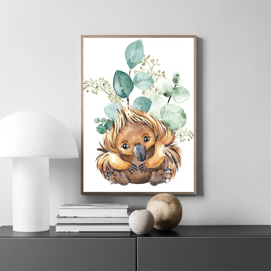 Koala Deer Duck Leaf Nursery Wall Art Canvas Painting Cartoon Nordic Posters And Prints Pictures Girl Boy Kids Room Decor | Дом и сад