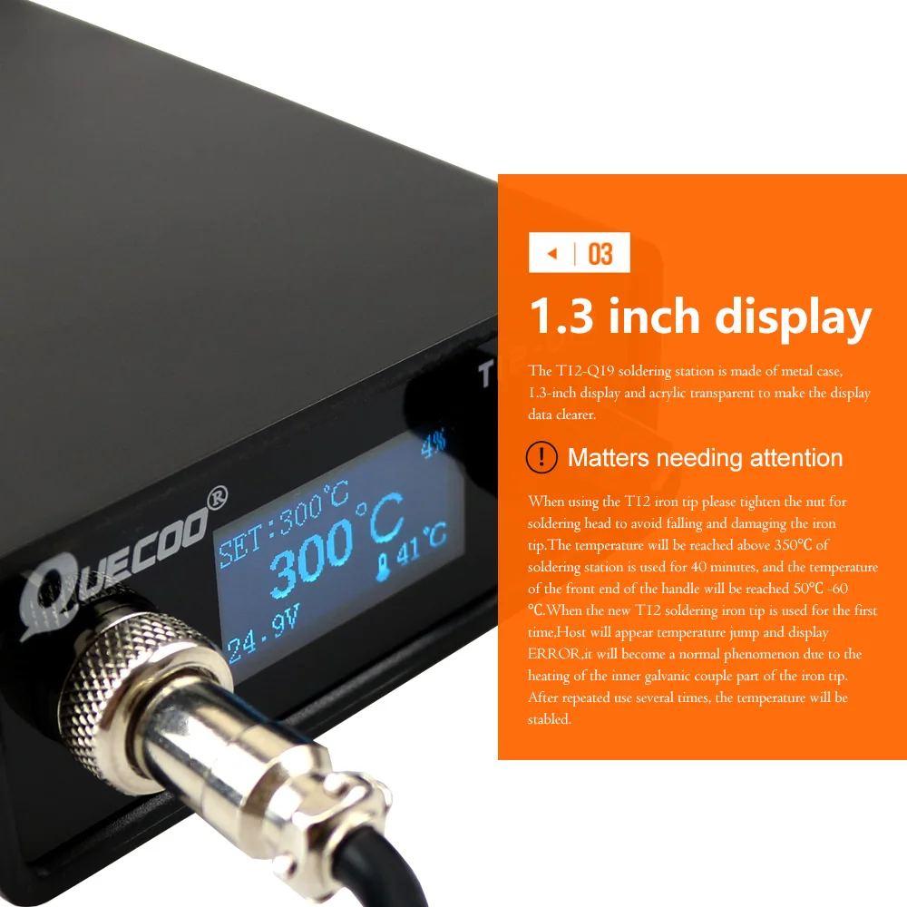 T12-Q19 паяльная цифровая станция электронный паяльник OLED 1,3 дюймов подходит AC/DC мощность с M8 металлической ручкой железные наконечники