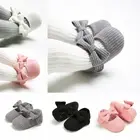Одежда для новорожденных 2020 для тех, кто только начинает ходить, одежда детская обувь коляска для новорожденного Девушки Принцесса Мокасины с бантом однотонная мягкая обувь