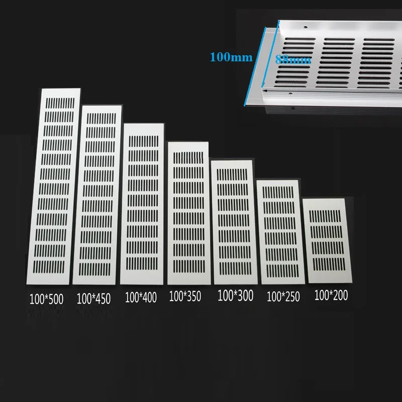 4 шт. Прямоугольная алюминиевая вентиляционная решетка шириной 100 мм