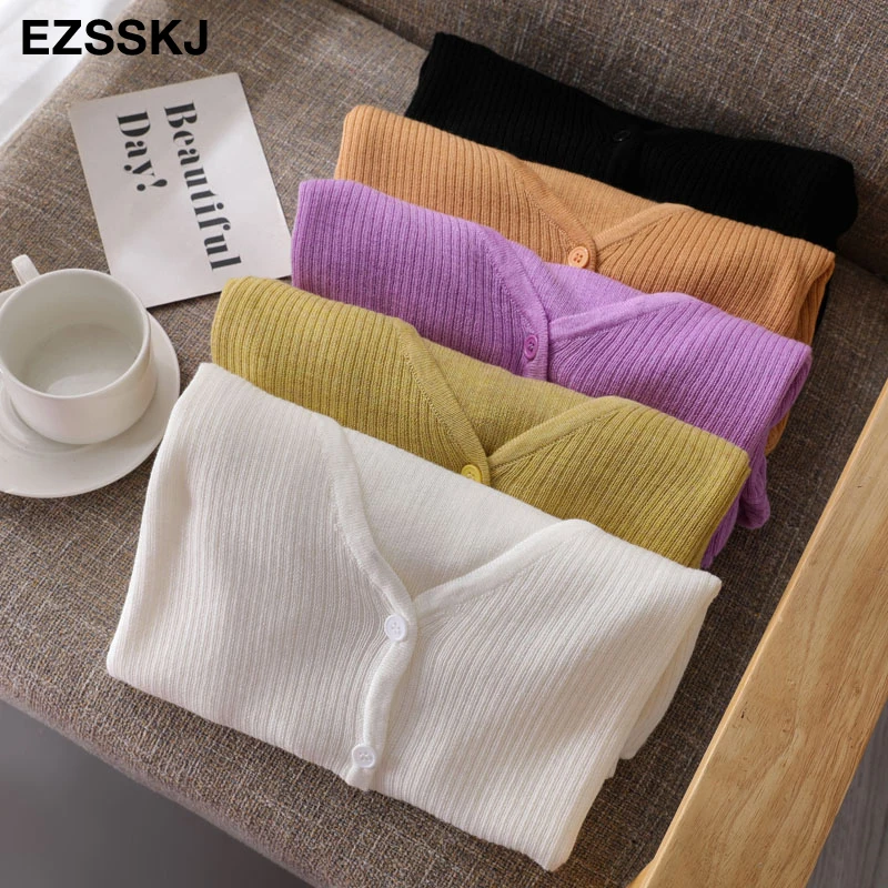 Женский трикотажный кардиган с пуговицами тонкий хлопковый Кардиган длинным