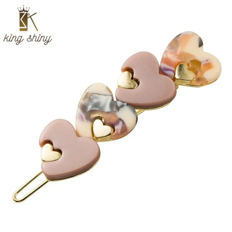 

Korean Sweet Girl Acrylic Heart Shaped Hair Clips for Woman Elegant Geometric Colorful Hair Clip Girls Styling Hair Accessories