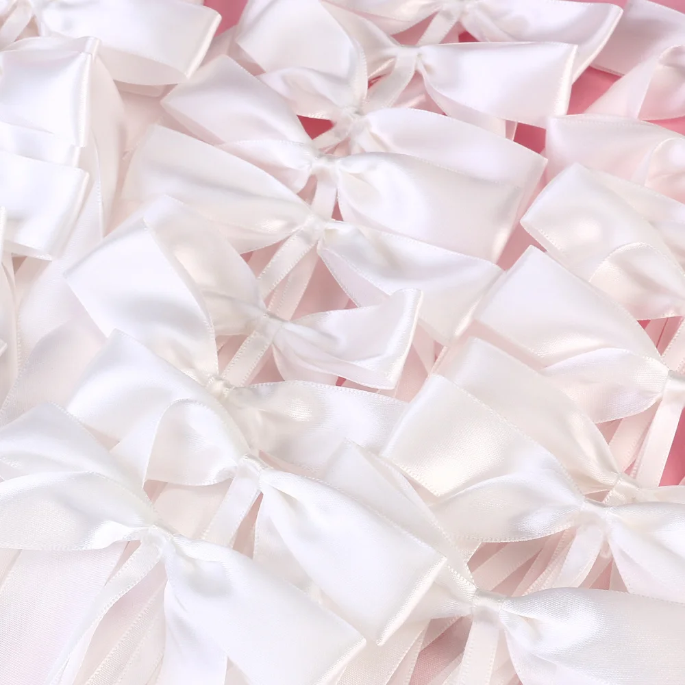 

OUNONA 50pcs Silk Ribbon Bows Bow-knot Wedding Cars End Gift Wrap Floristry Wedding Favor Party Decoration