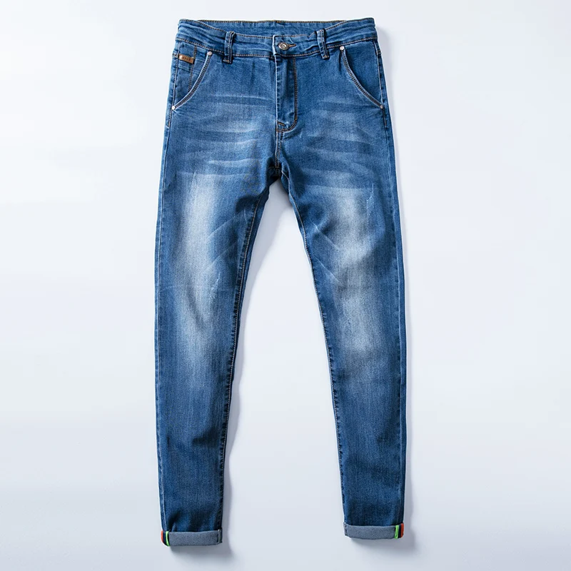 7 цветов мужские Стрейчевые обтягивающие джинсы модные повседневные облегающие - Фото №1