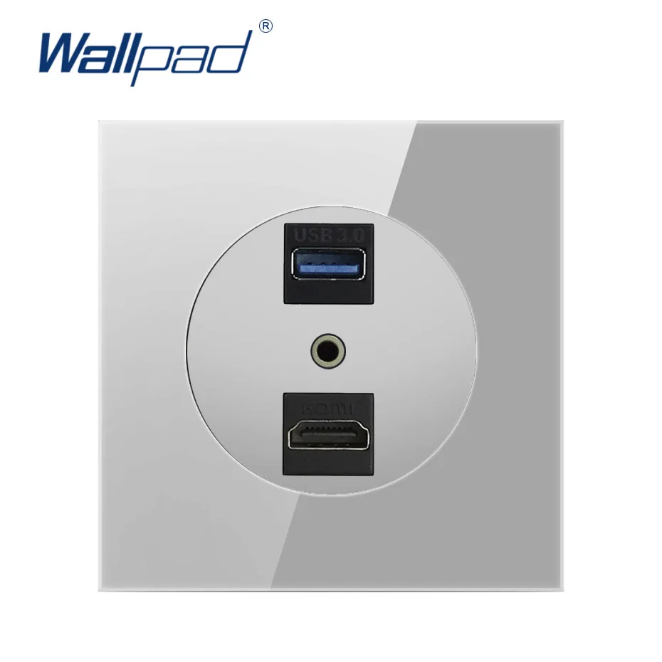 Wallpad USB 3 0 HDMI аудио для передачи данных разъем прозрачная серая стеклянная панель