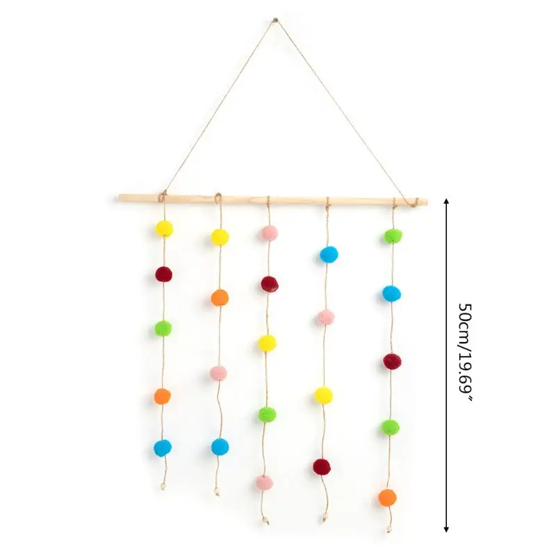 

OOTDTY Wooden Wall Hanging Decor Rainbow Handmade Art Ornaments Kids Bedroom Nursery Room Pendants