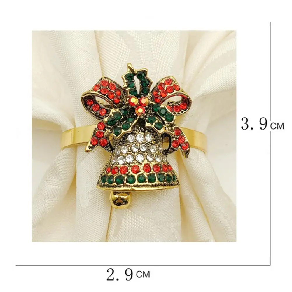 Пряжка для салфеток Отель Рождественские сани колокольчики Стразы Золотые