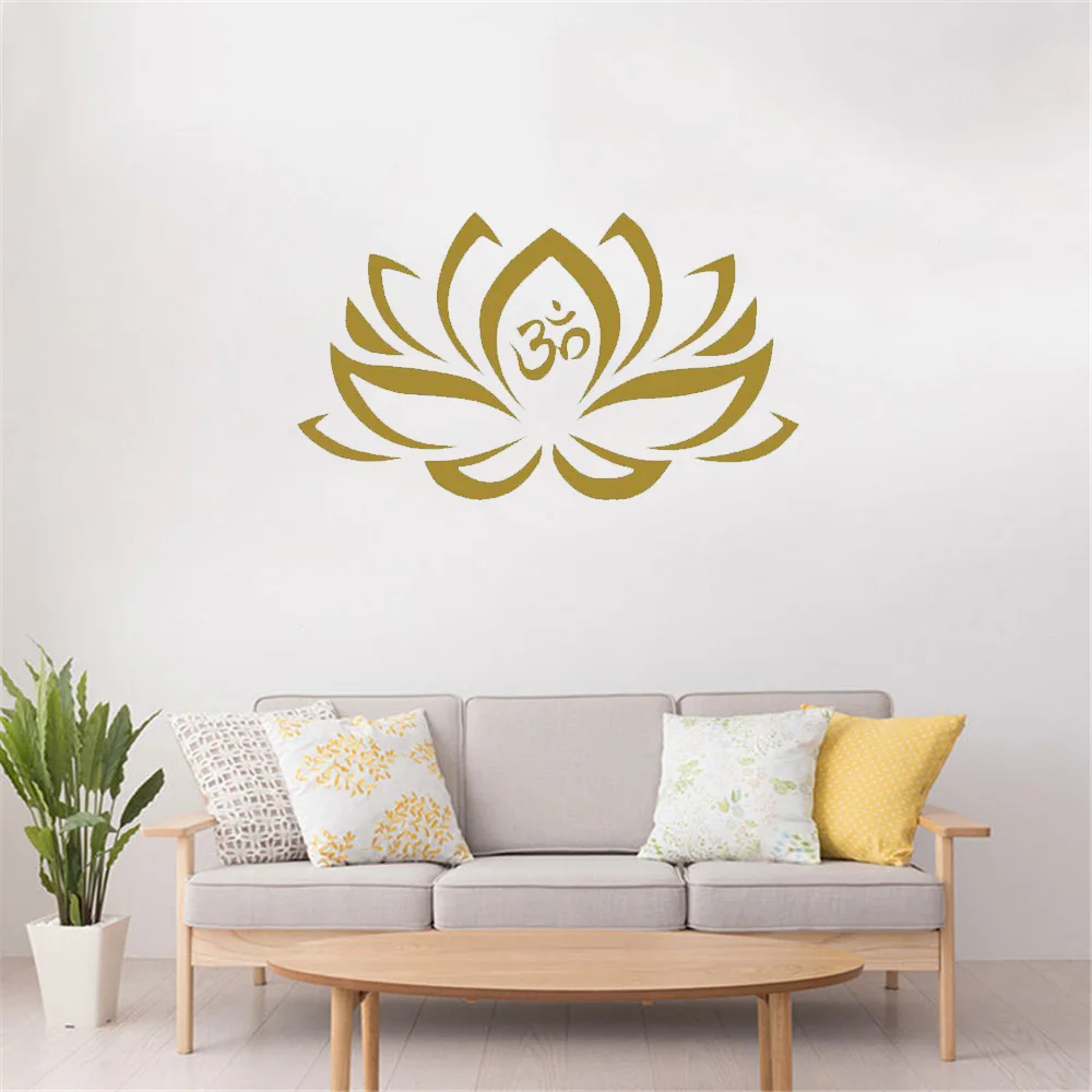 

Lotus Flower Wall Decals Namaste Mandala Mehndi Waterproof Decal For Living Room Yoga Studio Decor Vinyl Sticker ph650