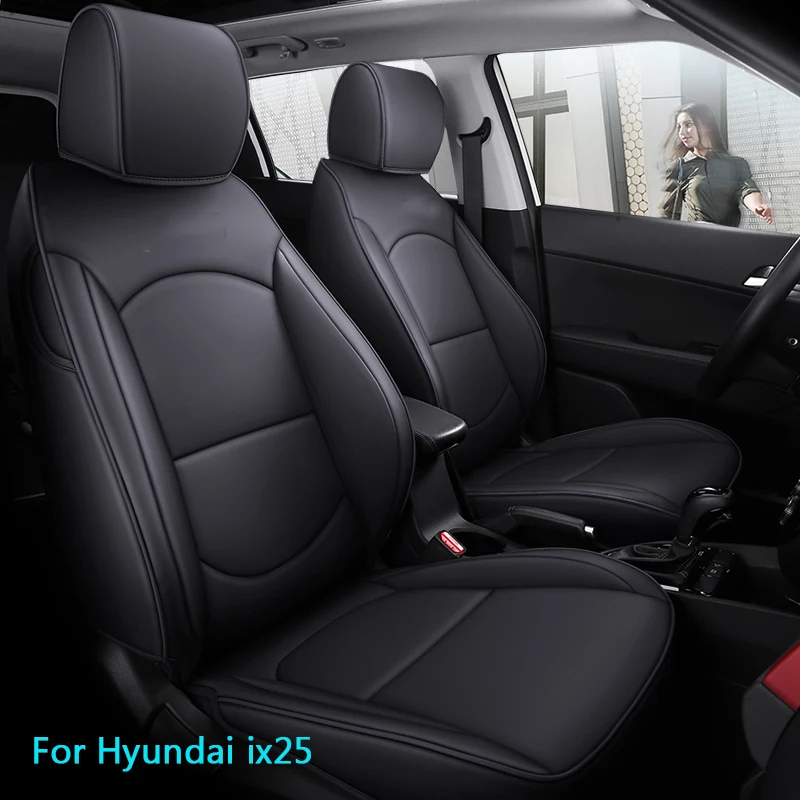 

Car Special Seat Covers For Hyundai ix25 2014 2015 2016 2017 2018 2019 Pu Leather Auto Accessories Cushion Full Set (Black）