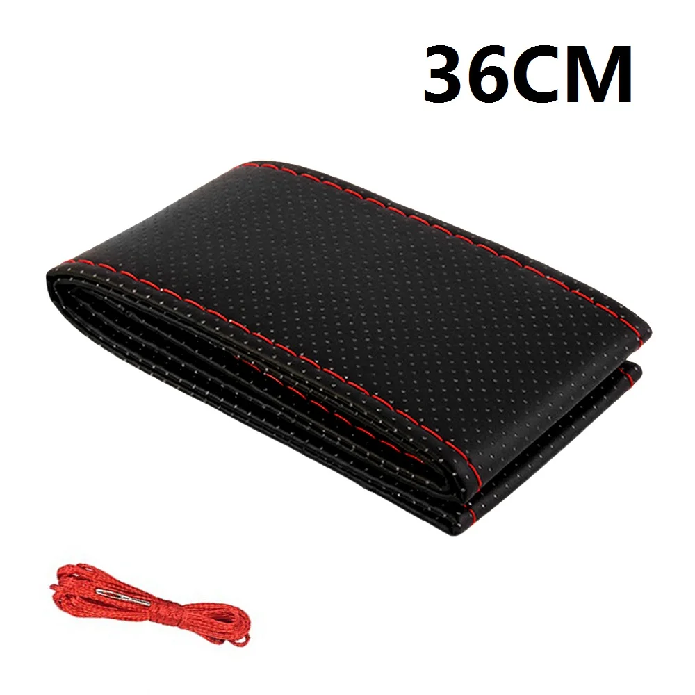 36 mm Red 38 см из натуральной кожи рулевого колеса автомобиля крышки для VW Golf 4 5 7 6 Passat B5 B6 B7 Touareg Touran Polo Tiguan Bora Caddy cc GTI - Название цвета: 36 mm Red