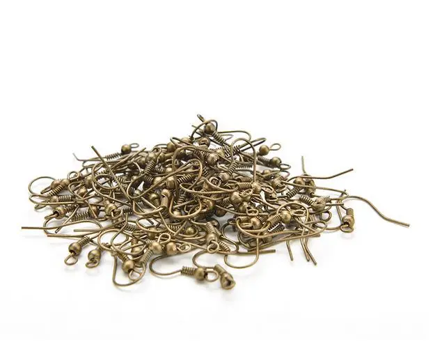 100Pcs Women Earring Fish Hook Coil Ear Wire for Jewelry 4 Colors Golden Silver Black Dark Bronze Wholesale | Украшения и