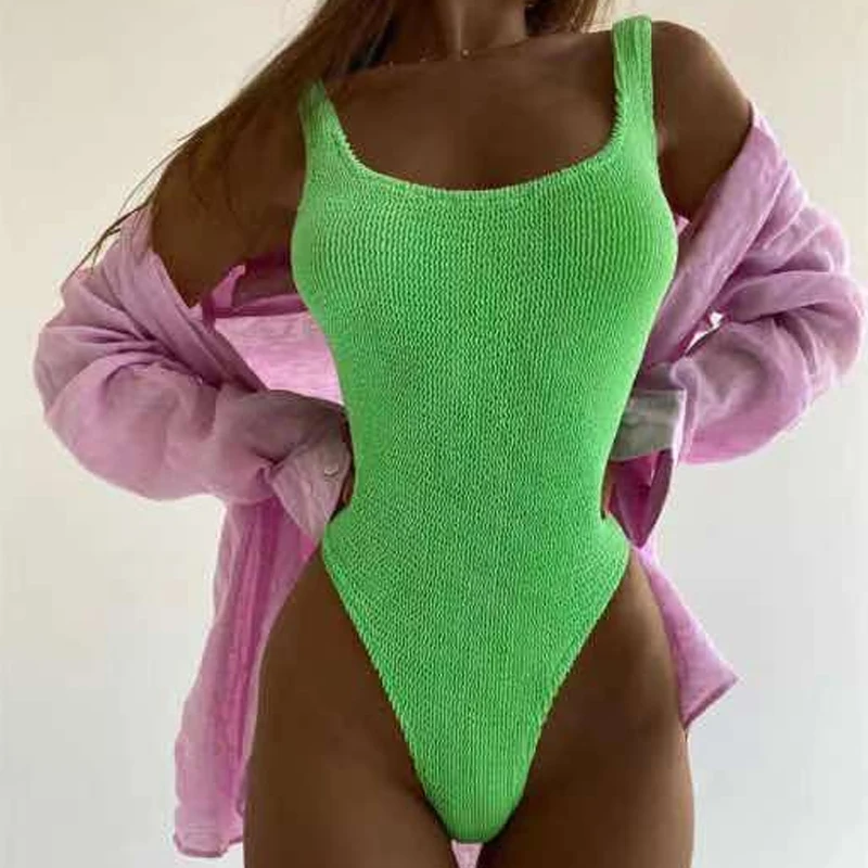 

Women Push Up Swimwear Female One Piece Sexy Swimsuit Thong Tight Solid Backless S-L