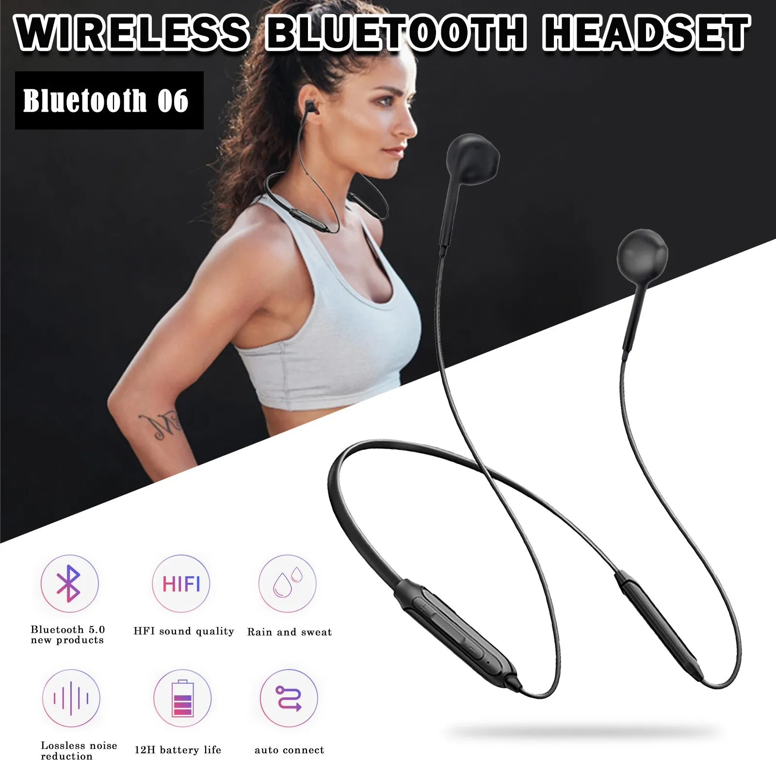 Спортивная Bluetooth-гарнитура Стереонаушники с шейным ободом TWS Bluetooth-наушники Для