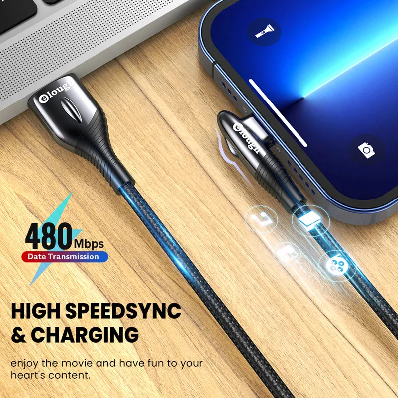elough usb type c cable 90 degree 3a fast charging usb c cable for samsung xiaomi redmi note 11 mobile phones usb type c cord free global shipping