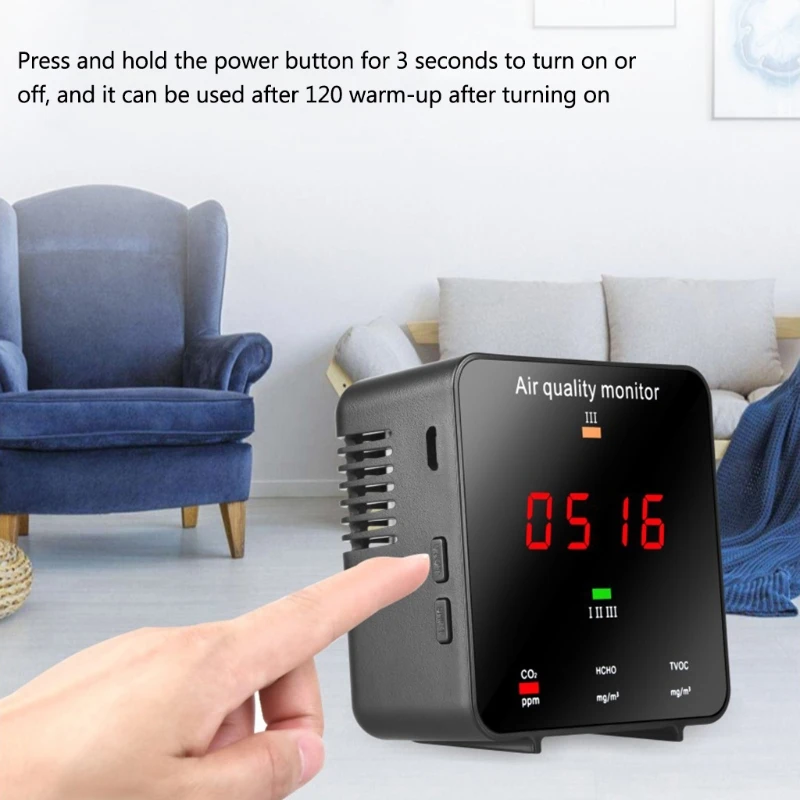 

CO2, HCHO, TVOC, AQI Detector Household Air Monitor Carbon Dioxide Formaldehyde Analyzer Rechargeable Portable Wholesalse
