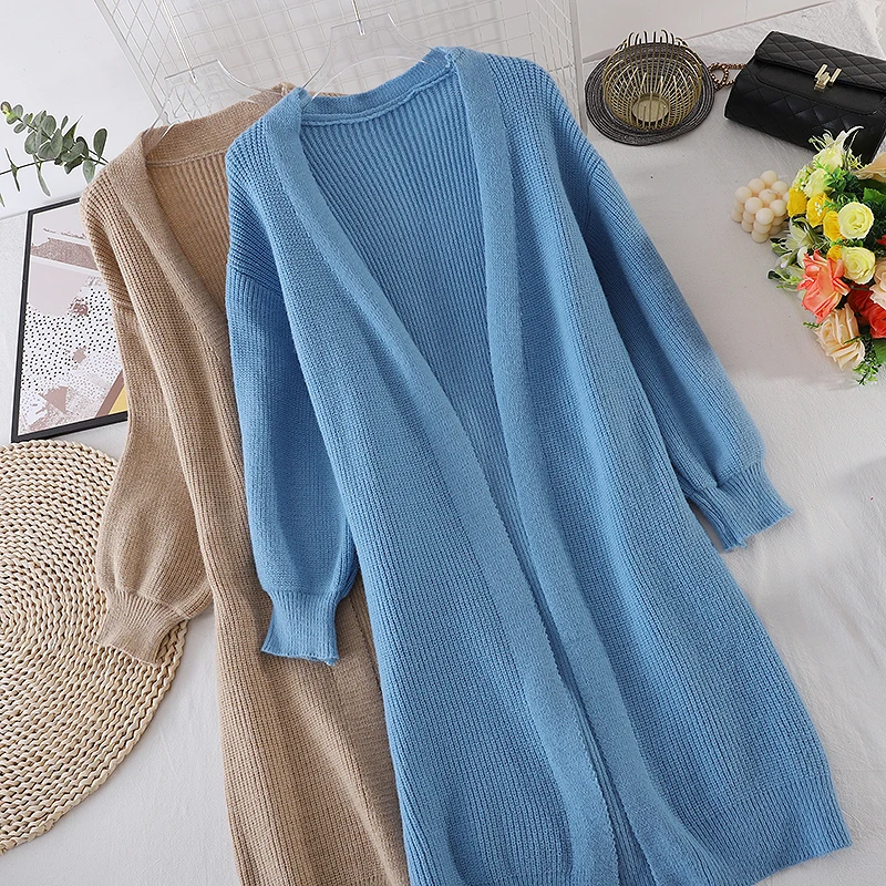 

Женский свитер в японском стиле, осенняя верхняя одежда 2021, свободная Длинная вязаная куртка в ленивом стиле, кардиган оверсайз