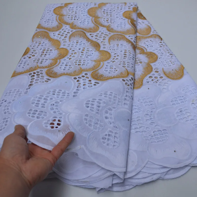 

(5yards/pc) latest African hollow out cotton lace fabric soft Swiss voile lace fabric with embroidery for party dress CLP436