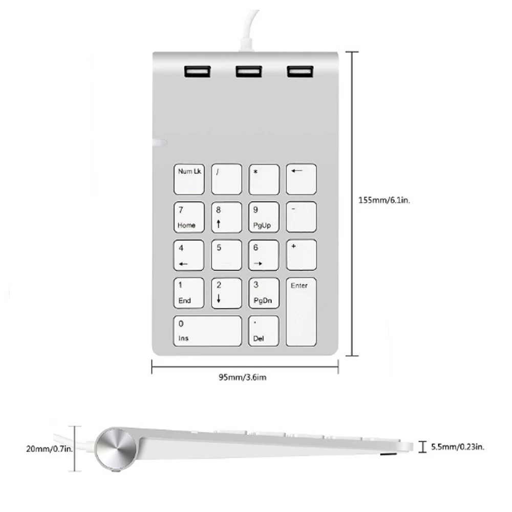 

USB Wired Number Pad Numeric Keypad HUB 18 Key Mini USB Digital Laptop Keyboard For Financial Accounting Cash Register Computer