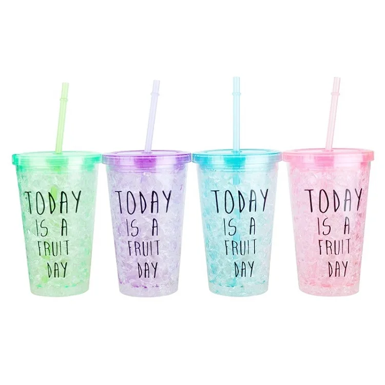 Тумблеры с крышками 16 унций цветные акриловые многоразовые чашки и соломинкой