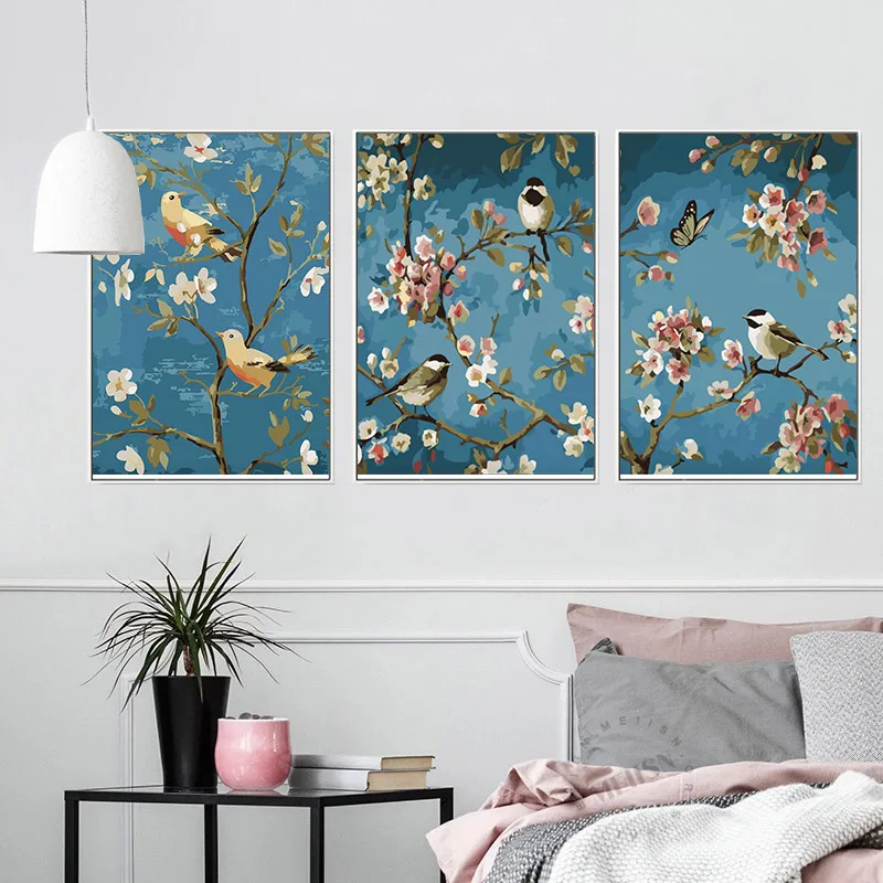 

SDOYUNO 3PCS Flower Oil Paint By Numbers Diy Framed On Canvas Modern Home Decoration Artcraft Handmade Home Decor Artwork