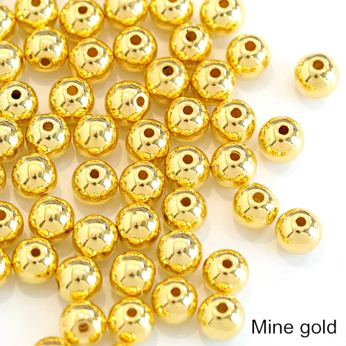 Mine gold Много цветов ABS имитация жемчуга круглые бусины с дырочками DIY браслет серьги Подвески швейные бусы ожерелье Изготовление ювелирных изделий B3625 - Цвет: Mine gold