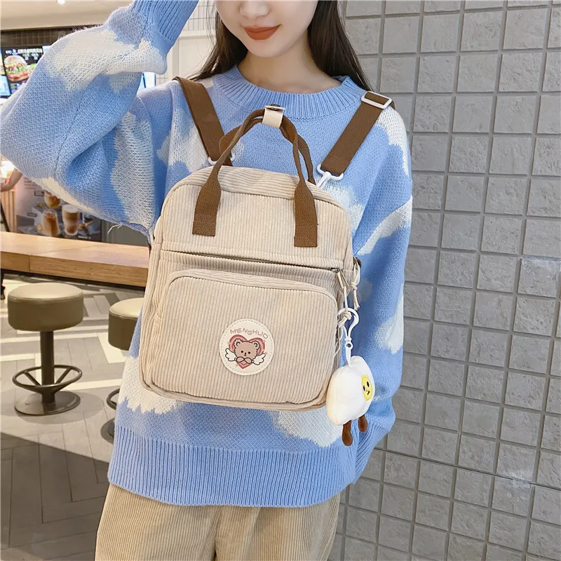 

Японский новый зимний вельветовый студенческий рюкзак, Женский вельветовый цветной наплечный рюкзак, Портативная сумка-мессенджер