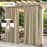 nicetown outdoor curtain drape blackout light blocking fade resistant with velcro tab top rust proof for porchbeachpatio