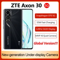 global zte axon 30 5g smartphone snapdragon 870 fast charging 65w 4200mah 64mp ai quad cameras 6 92 oled display mobile phone