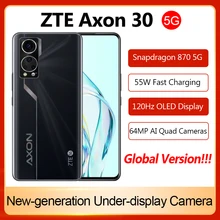Global ZTE Axon 30 5G Smartphone Snapdragon 870 Fast Charging 65W 4200mAh 64MP AI-Quad Cameras 6.92 OLED Display Mobile Phone