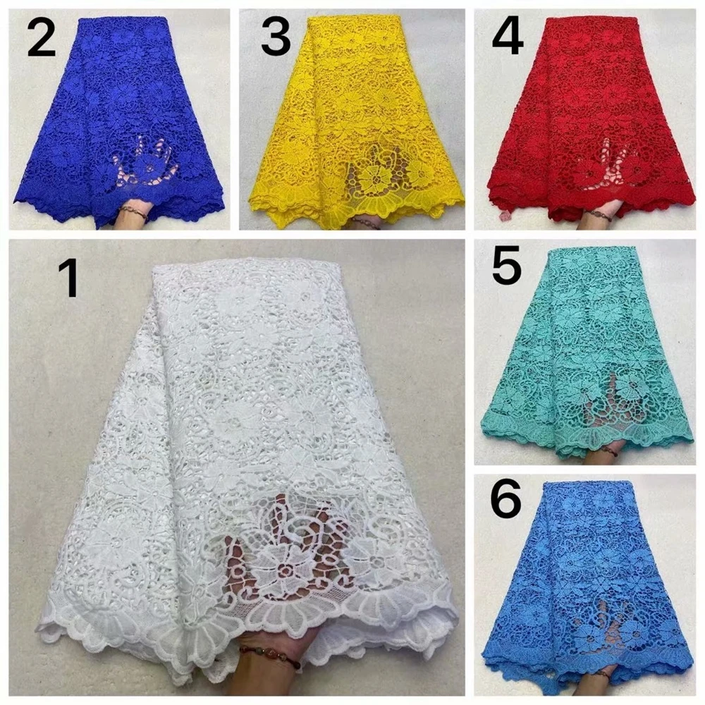 Африканское кружево Анна желтого цвета Водорастворимая Ткань