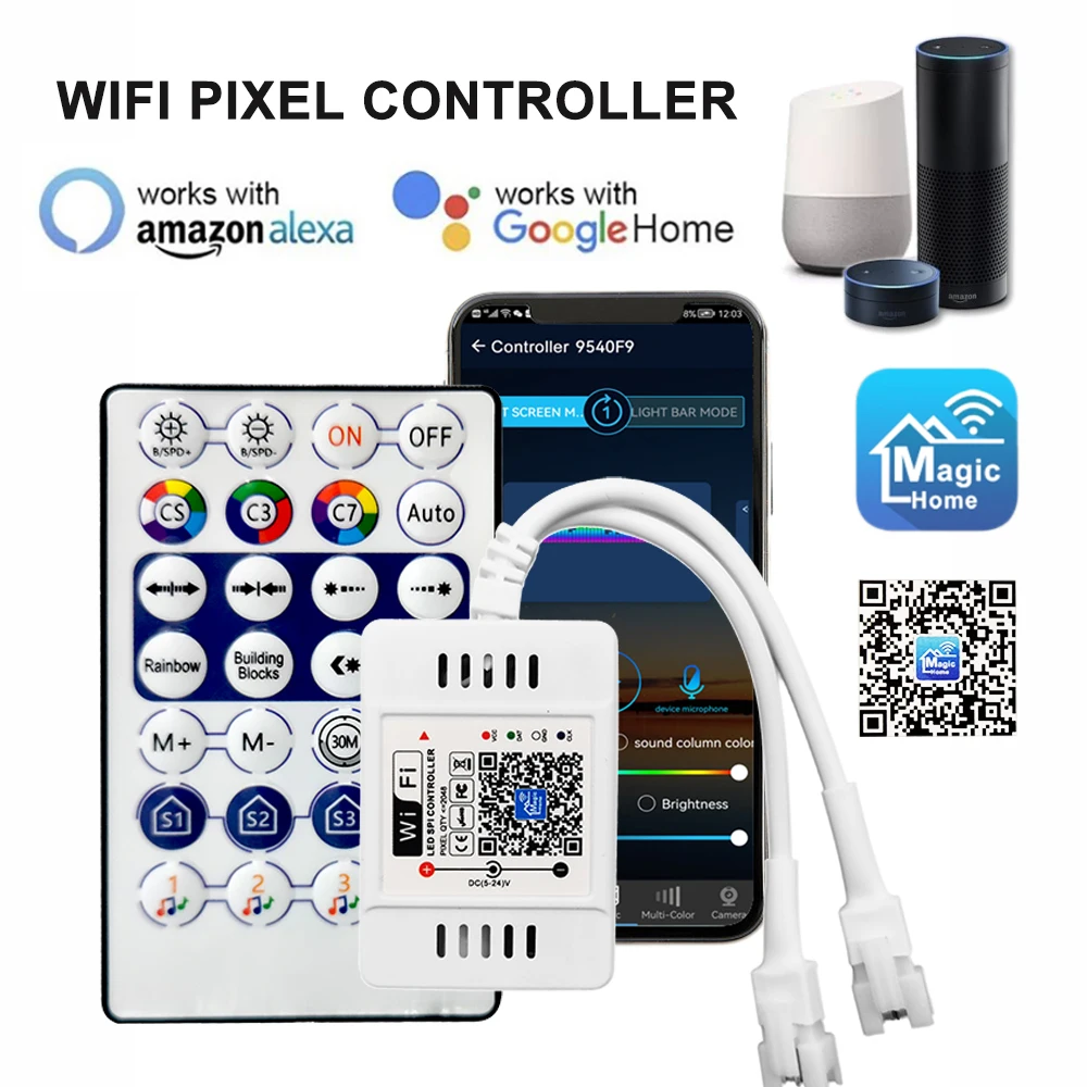DC5-24V 28Key музыкальный контроллер с двойным выходом Wifi пиксели голос для 3Pin