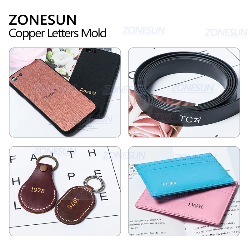

ZONESUN Movable Type Copper Die Stamping Logo Leather Goods DIY Combination of English Letters Copper Mold Custom Brass Mold