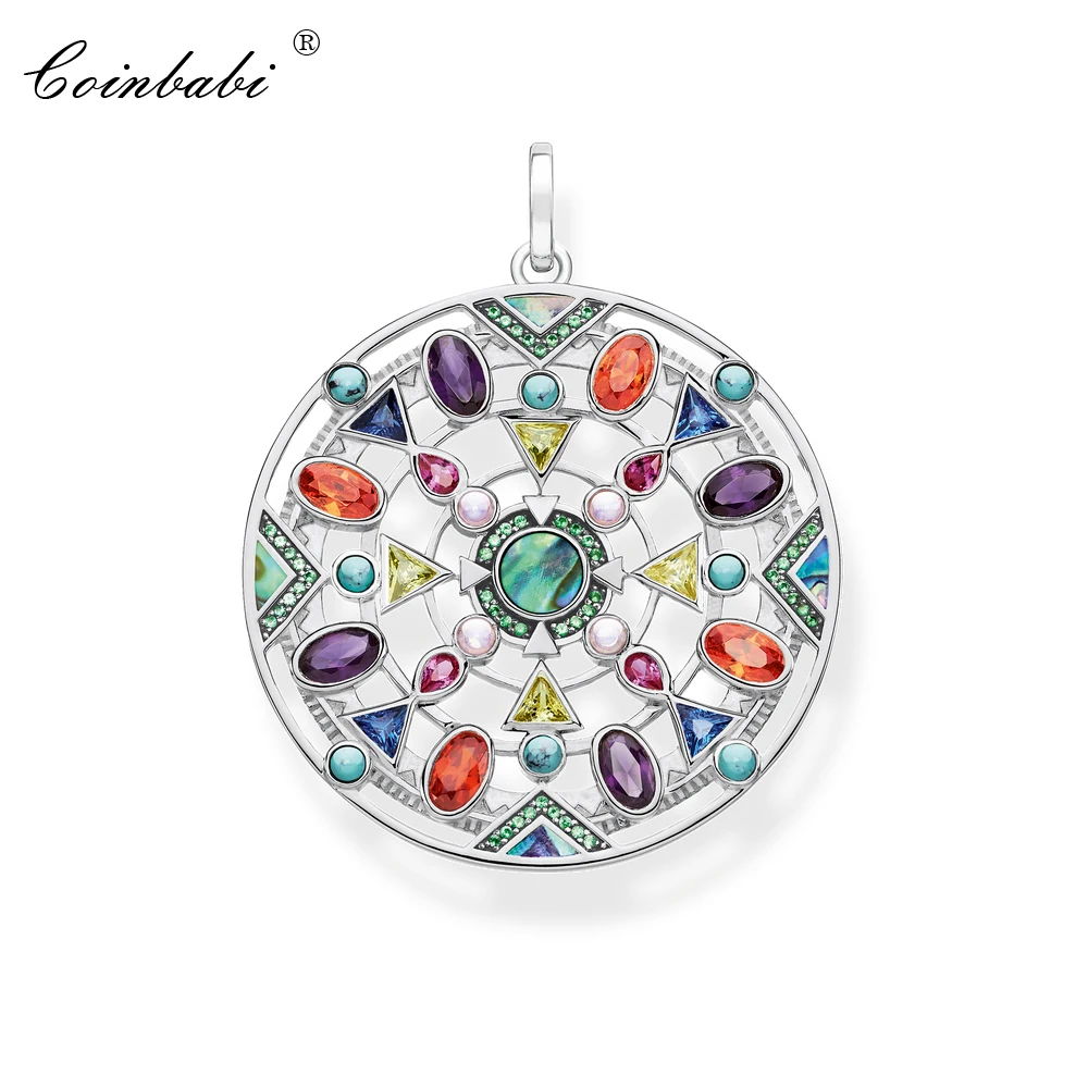 Подвеска амулет разноцветное ожерелье из стерлингового серебра 925 пробы для