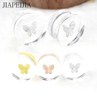 6 30mm three dimensional metal butterfly ear tunnels gauge and plugs expander acrylic ear stretcher piercing earring